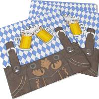 20x Servietten 33x33 cm Wiesn Bayrisch blau weiß Bayern Partyset Deko Dekoration Tischdekoration für Ihr Oktoberfest Dahoam